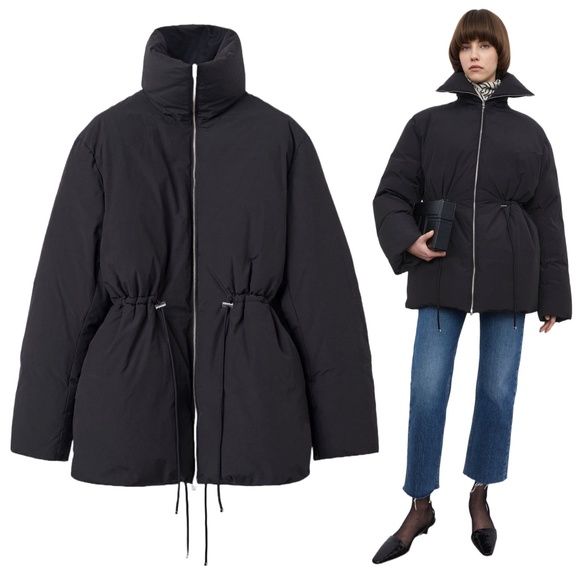 Toteme Jackets & Blazers - TOTEME Drawstring Down Jacket Puffer in Black Size 38 / US 6